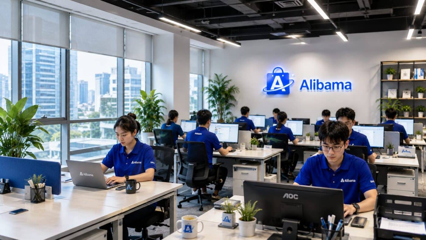Alibama Store team working at the company office
