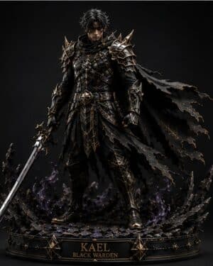 KAEL Black Warden premium statue front view