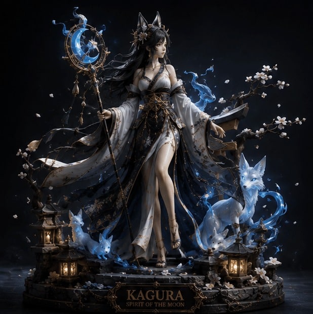 KAGURA Spirit of the Moon premium statue side view