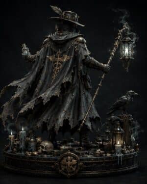 MALDRIX Herald of Pestilence premium statue back view