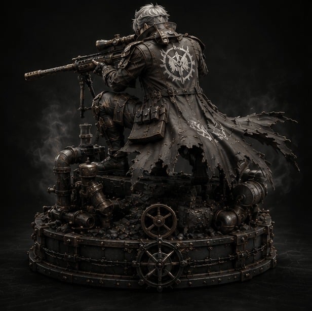 RAVEN Shadow Sniper premium statue back view