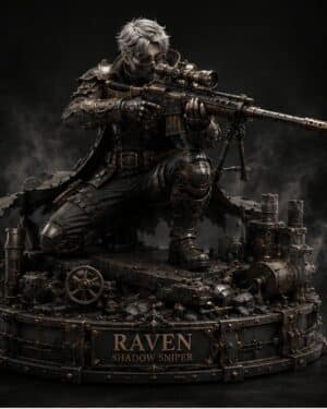 RAVEN Shadow Sniper premium statue front view