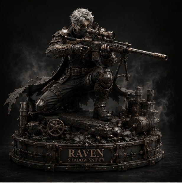 RAVEN Shadow Sniper premium statue front view