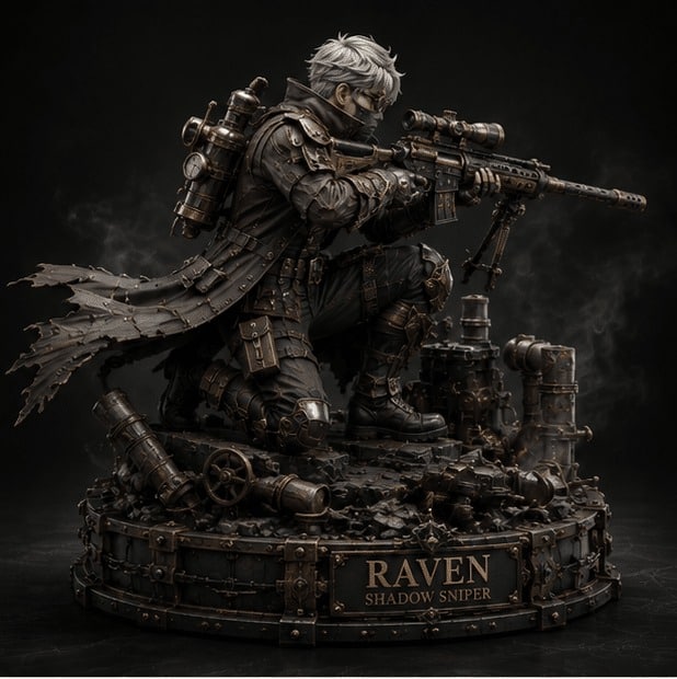 RAVEN Shadow Sniper premium statue side view